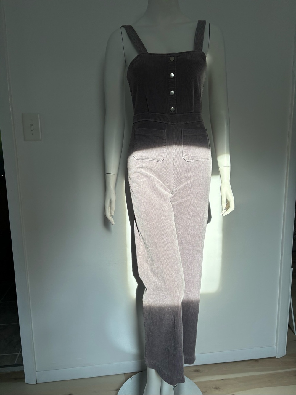 Forever 21 Corduroy Wide-Leg Jumpsuit in Taupe-Grey-Purple